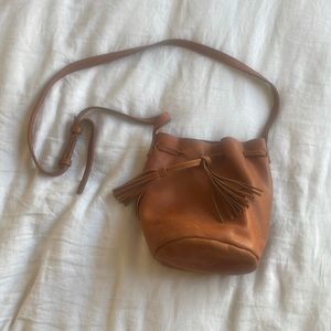 Able crossbody bucket bag, brown leather